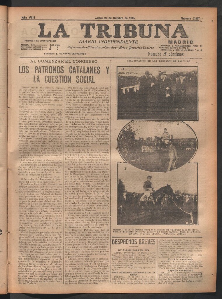 Miniatura de La Tribuna del 20 de octubre de 1919