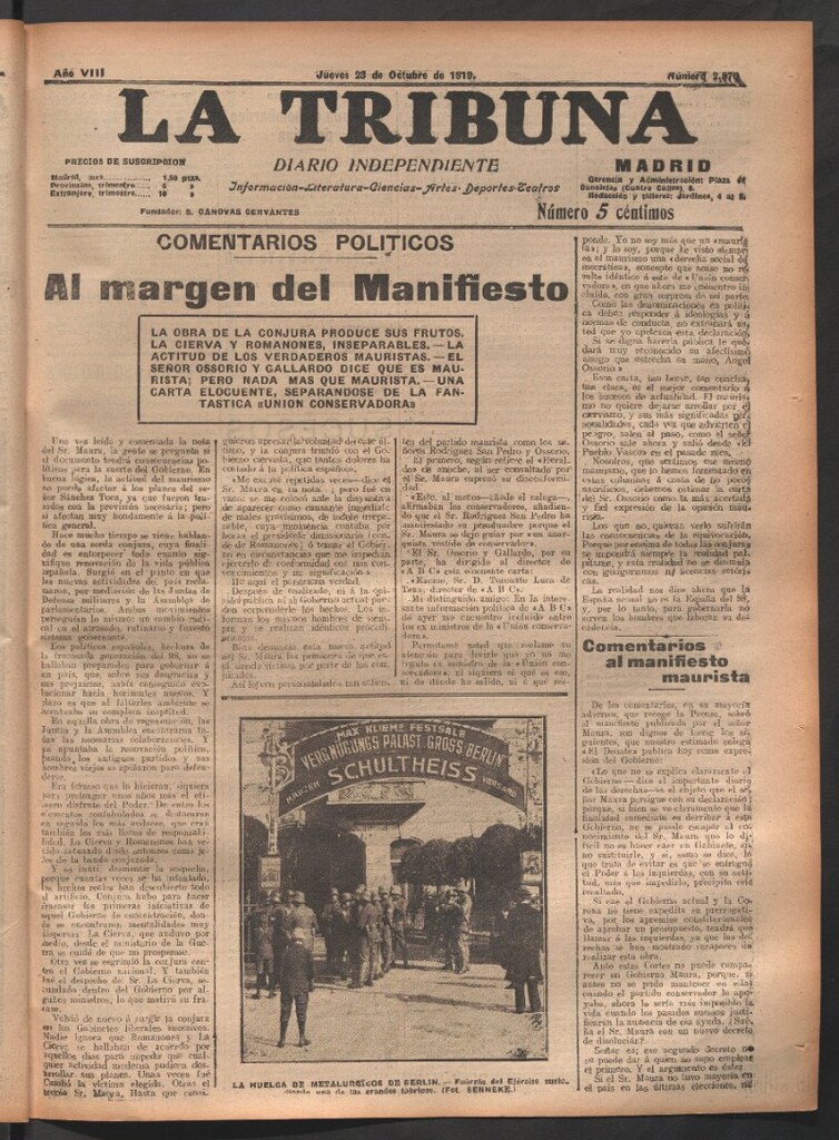 Miniatura de La Tribuna del 23 de octubre de 1919