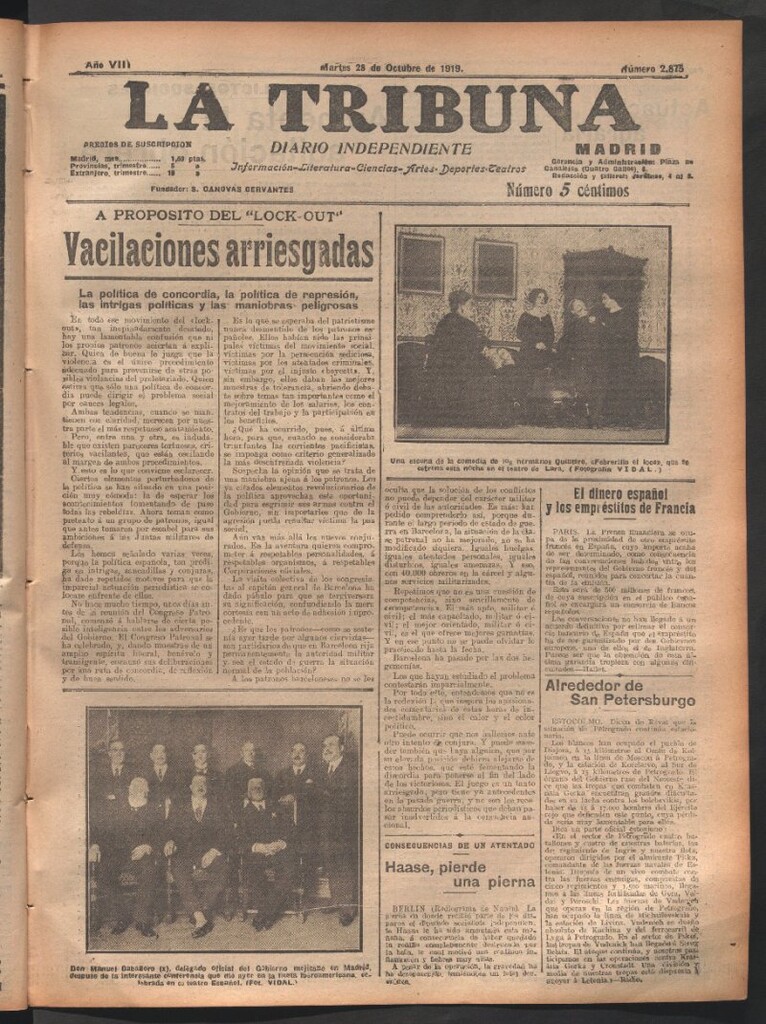 Miniatura de La Tribuna del 28 de octubre de 1919
