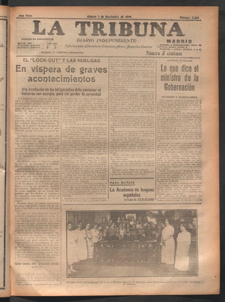 Miniatura de La Tribuna del 1 de noviembre de 1919