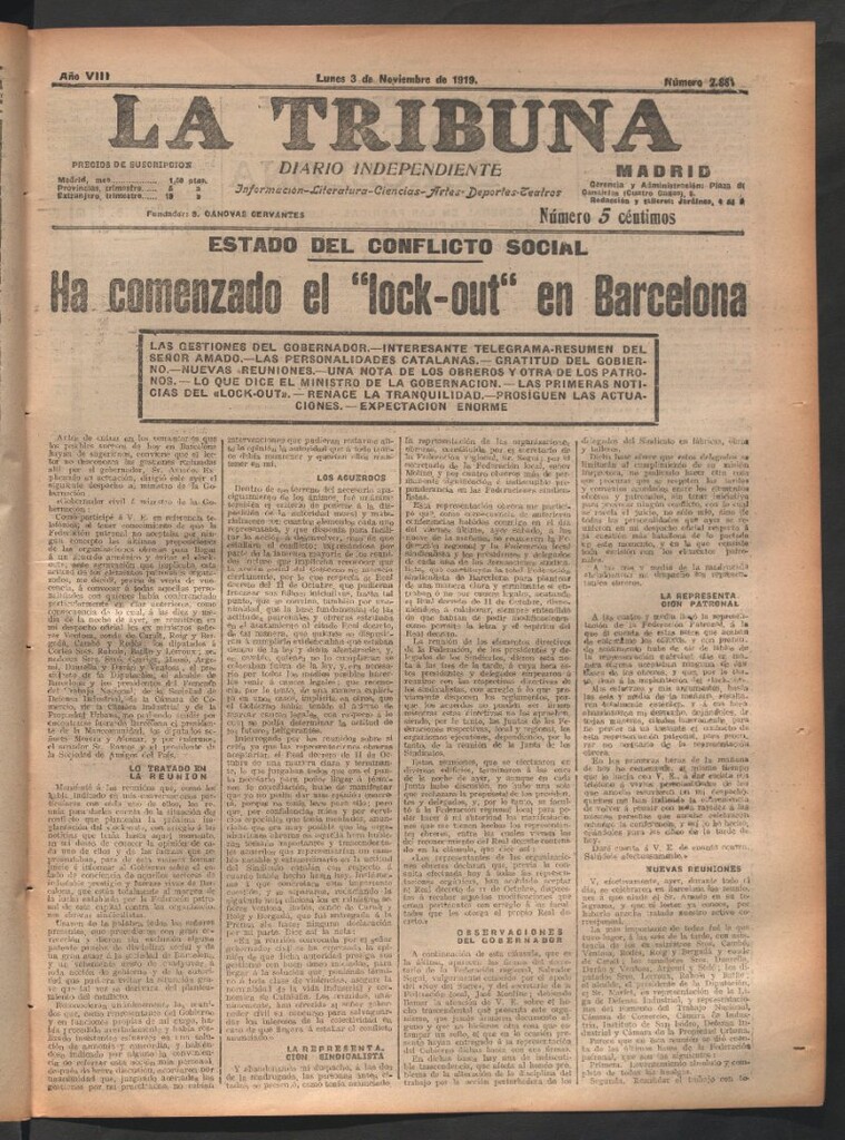 Miniatura de La Tribuna del 3 de noviembre de 1919