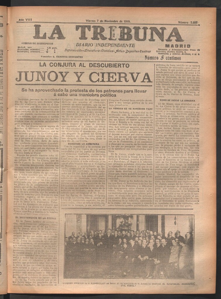 Miniatura de La Tribuna del 7 de noviembre de 1919