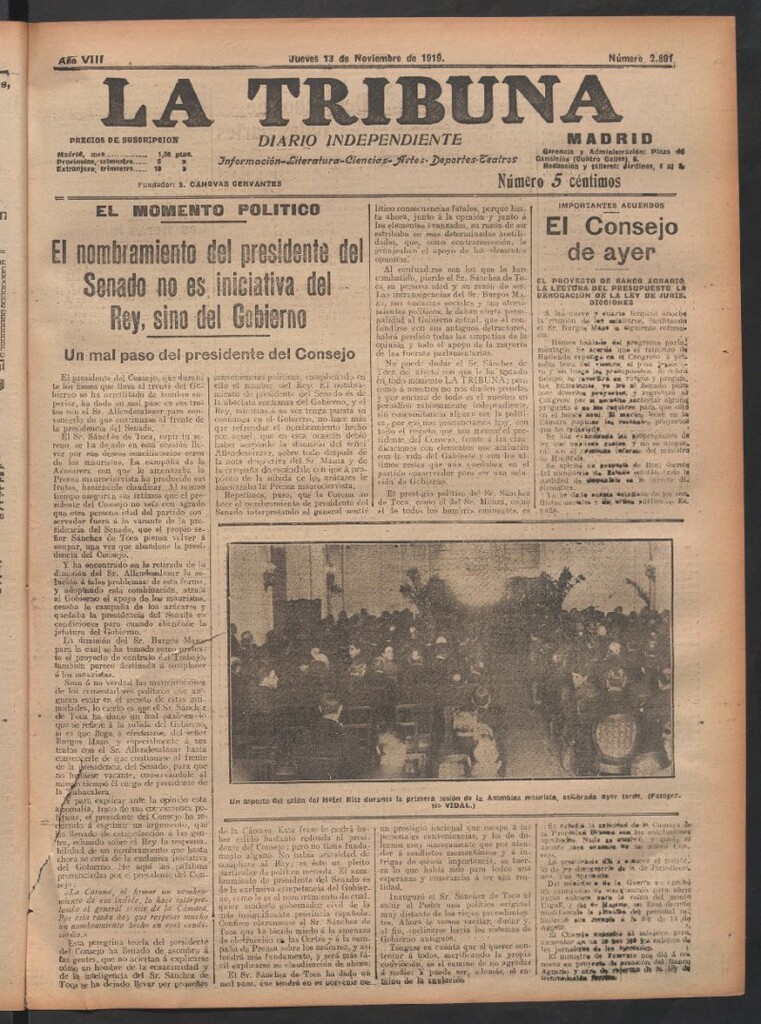 Miniatura de La Tribuna del 13 de noviembre de 1919