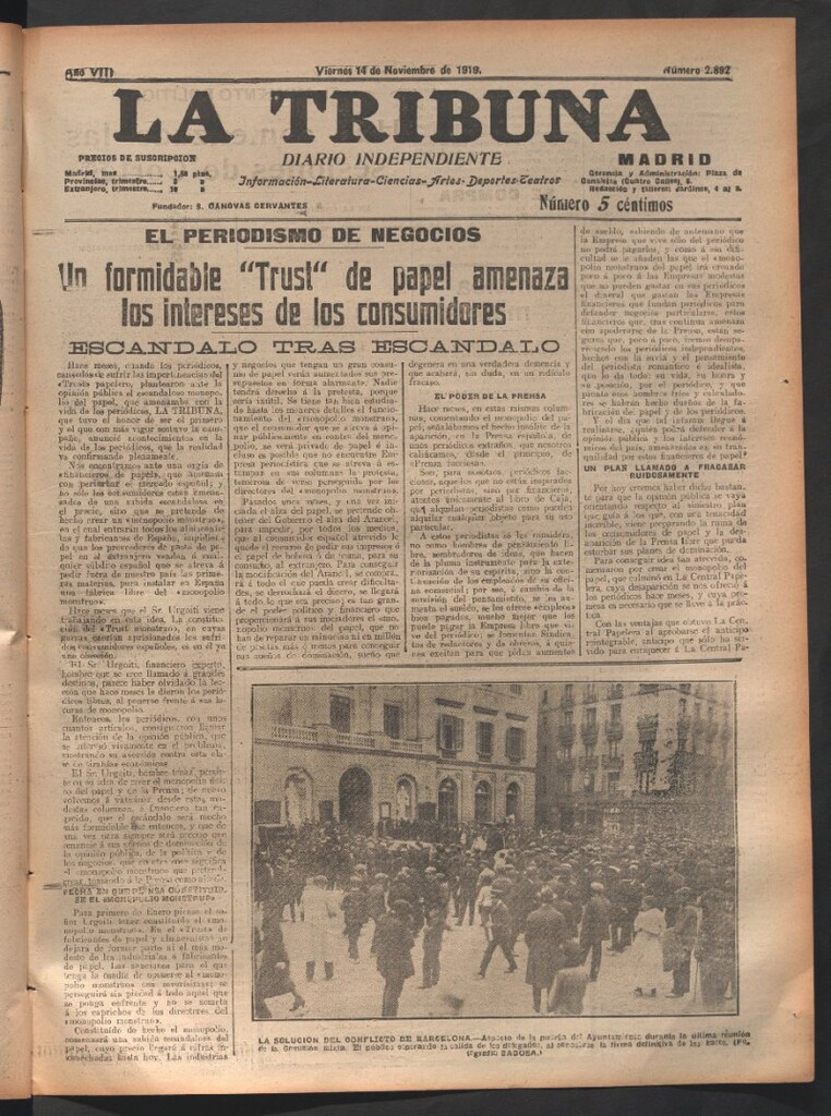 Miniatura de La Tribuna del 14 de noviembre de 1919