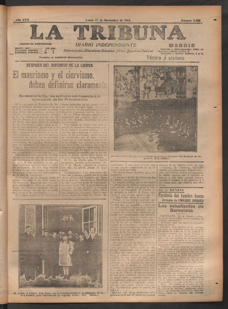 Miniatura de La Tribuna del 17 de noviembre de 1919