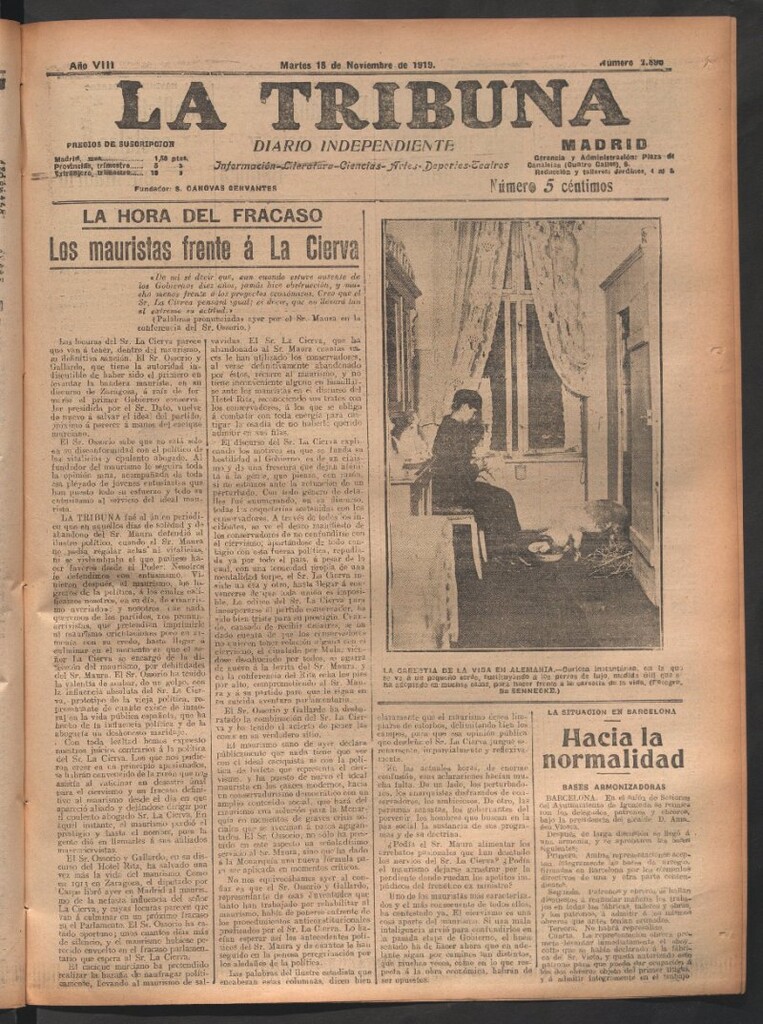 Miniatura de La Tribuna del 18 de noviembre de 1919