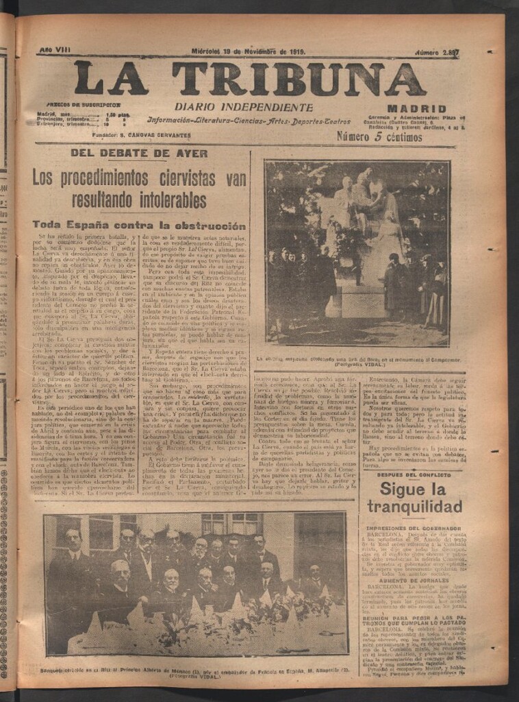 Miniatura de La Tribuna del 19 de noviembre de 1919