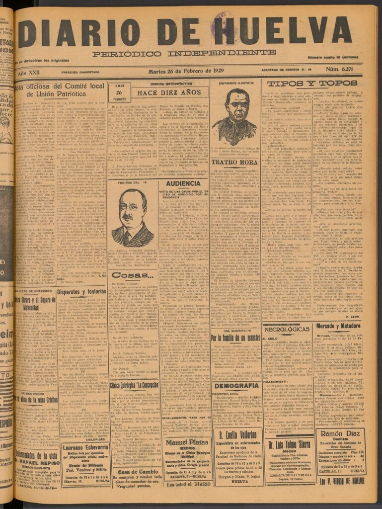 Miniatura de Diario de Huelva : periódico independiente del 26 de febrero de 1929