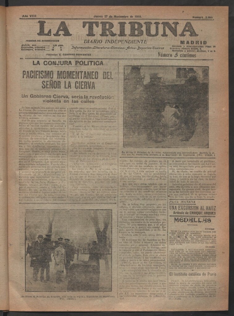 Miniatura de La Tribuna del 27 de noviembre de 1919