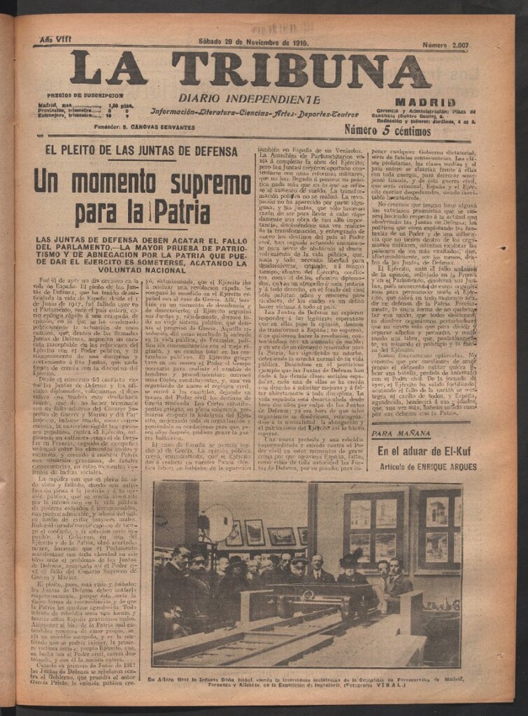 Miniatura de La Tribuna del 29 de noviembre de 1919
