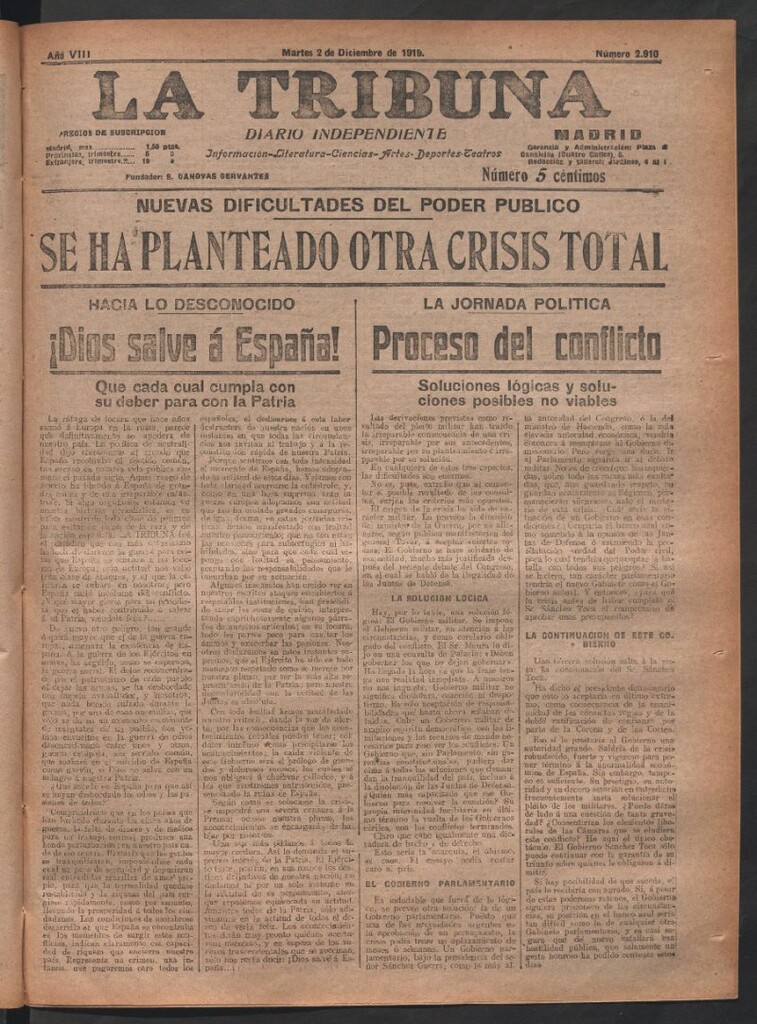 Miniatura de La Tribuna del 2 de diciembre de 1919