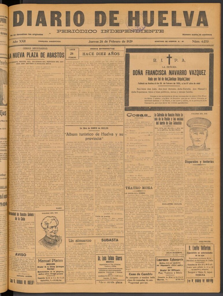 Miniatura de Diario de Huelva : periódico independiente del 28 de febrero de 1929