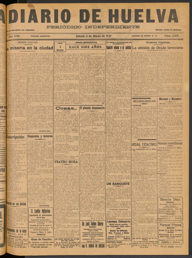 Miniatura de Diario de Huelva : periódico independiente del 2 de marzo de 1929