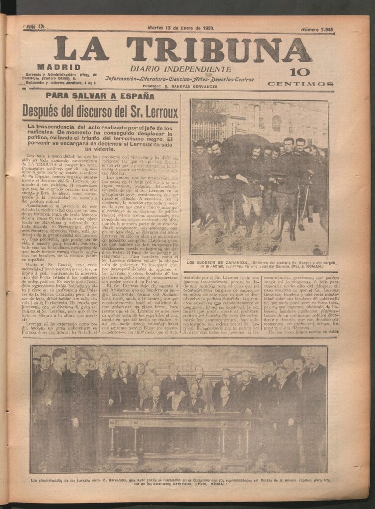 Miniatura de La Tribuna del 13 de enero de 1920