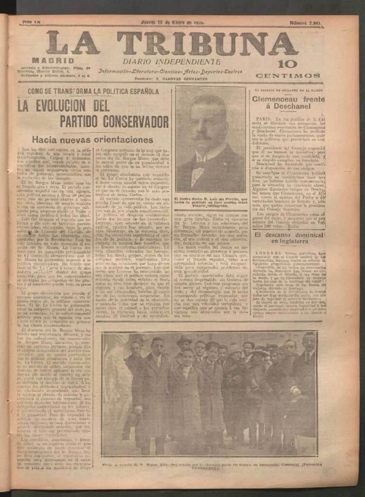 Miniatura de La Tribuna del 15 de enero de 1920