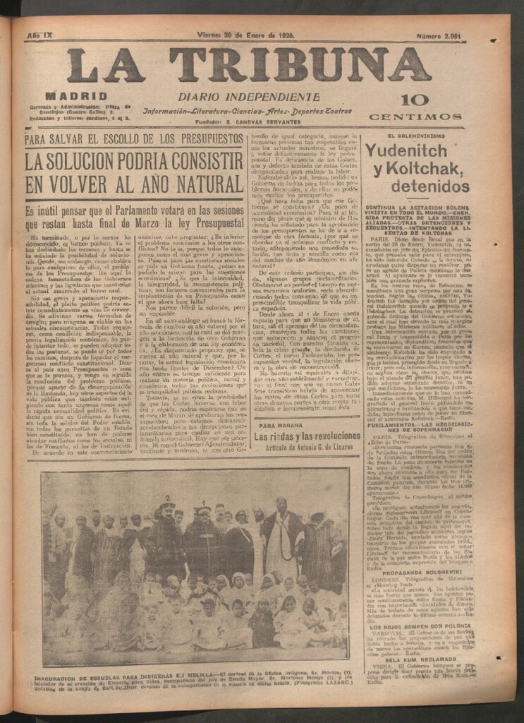 Miniatura de La Tribuna del 30 de enero de 1920