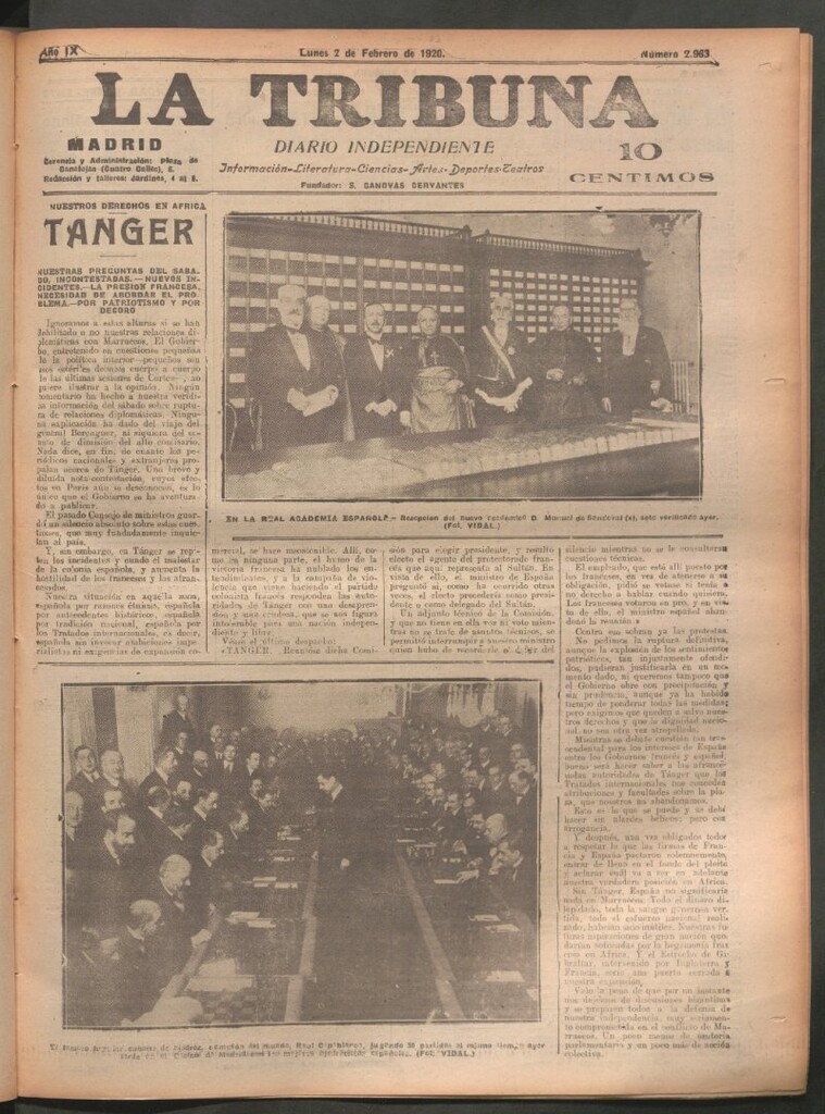 Miniatura de La Tribuna del 2 de febrero de 1920