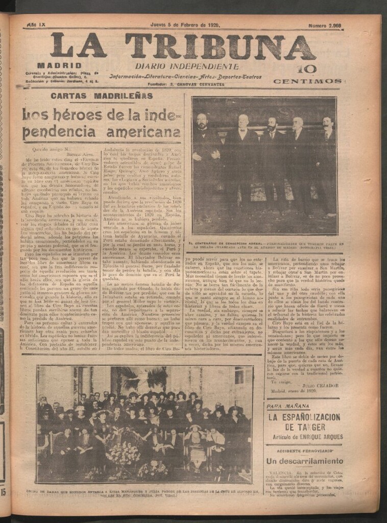 Miniatura de La Tribuna del 5 de febrero de 1920