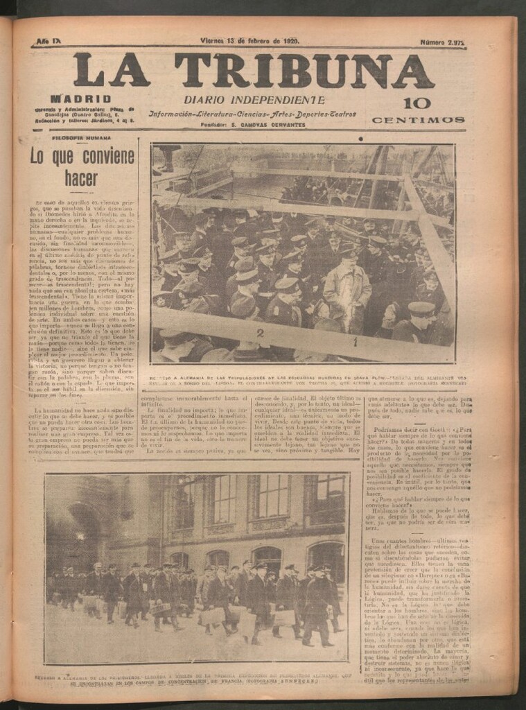 Miniatura de La Tribuna del 13 de febrero de 1920