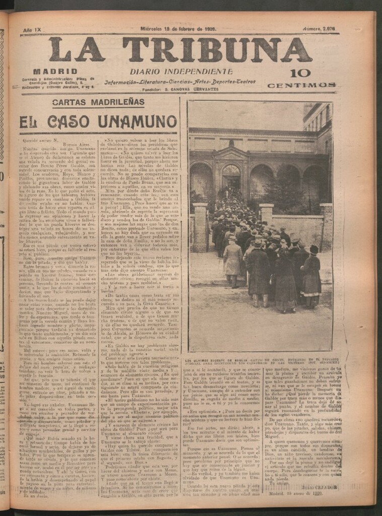 Miniatura de La Tribuna del 18 de febrero de 1920