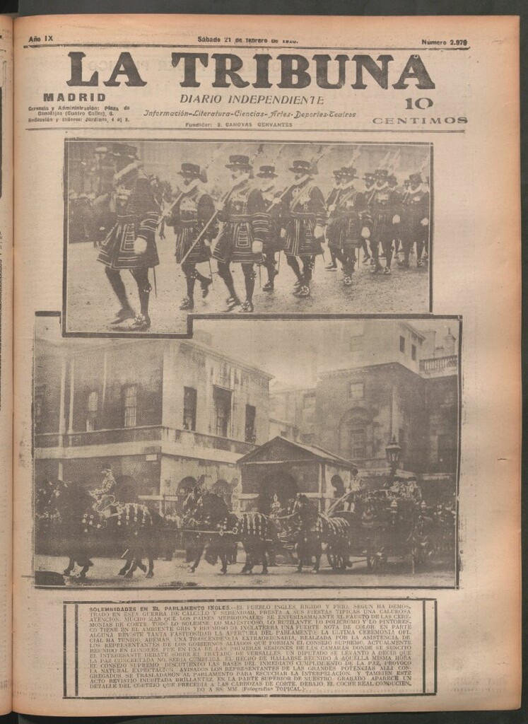 Miniatura de La Tribuna del 21 de febrero de 1920