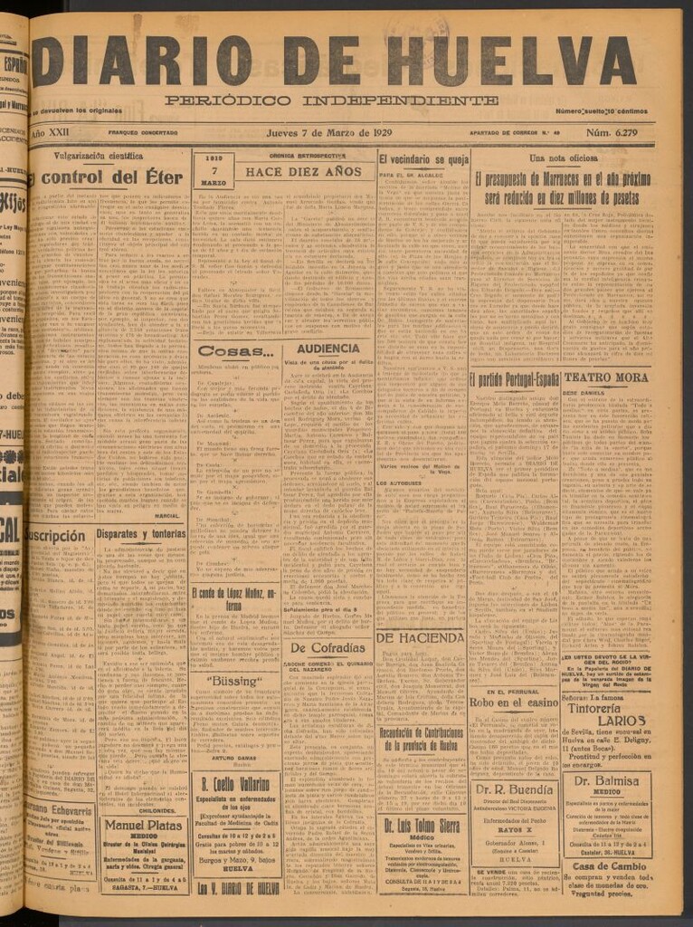 Miniatura de Diario de Huelva : periódico independiente del 7 de marzo de 1929