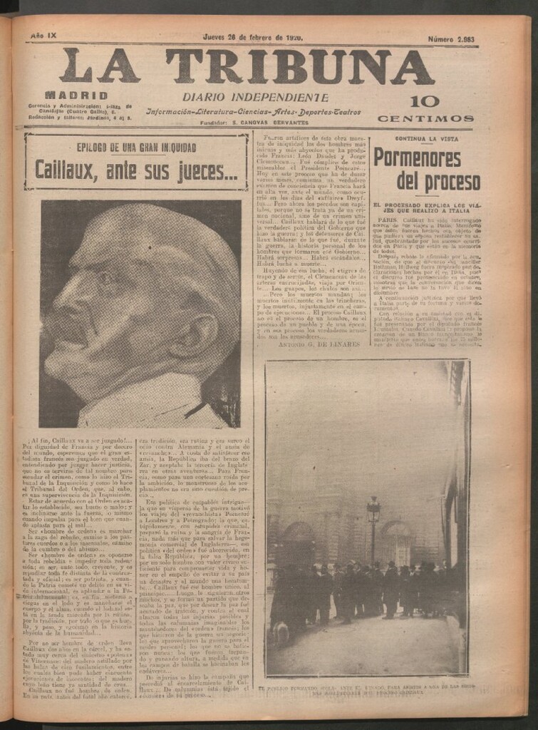 Miniatura de La Tribuna del 26 de febrero de 1920