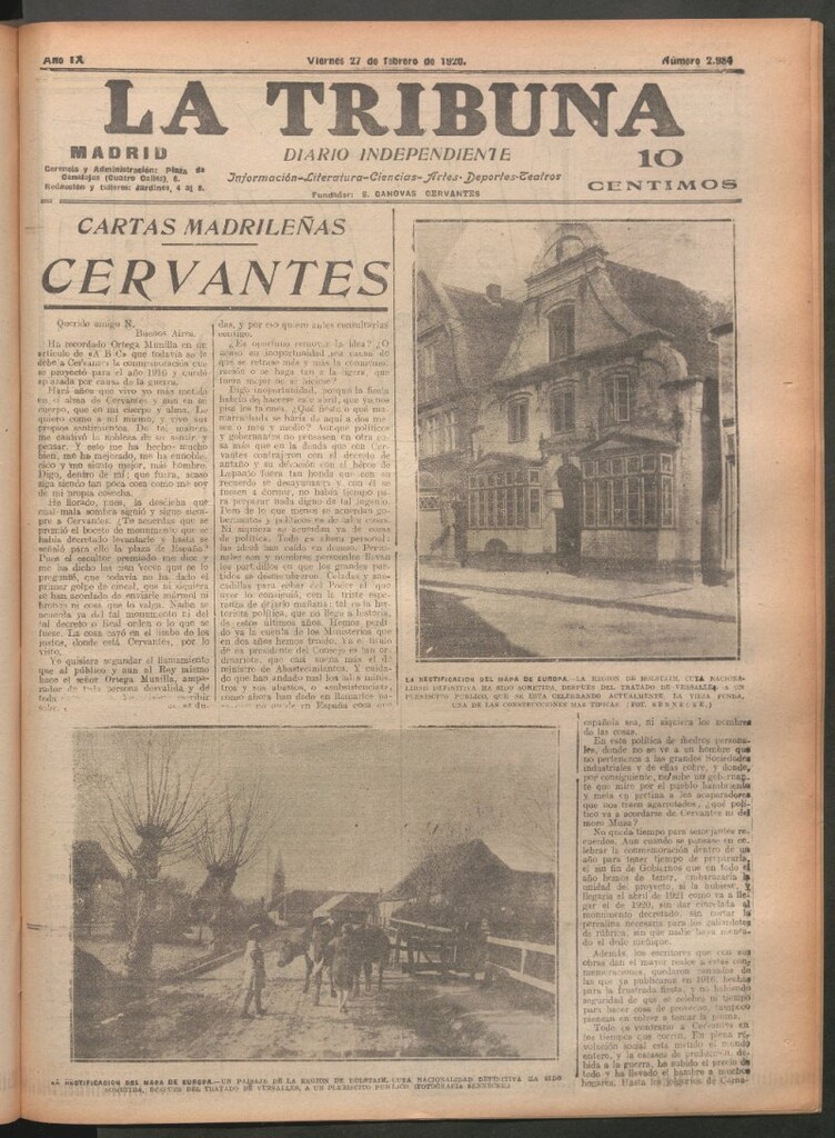 Miniatura de La Tribuna del 27 de febrero de 1920