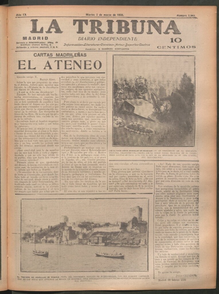 Miniatura de La Tribuna del 2 de marzo de 1920