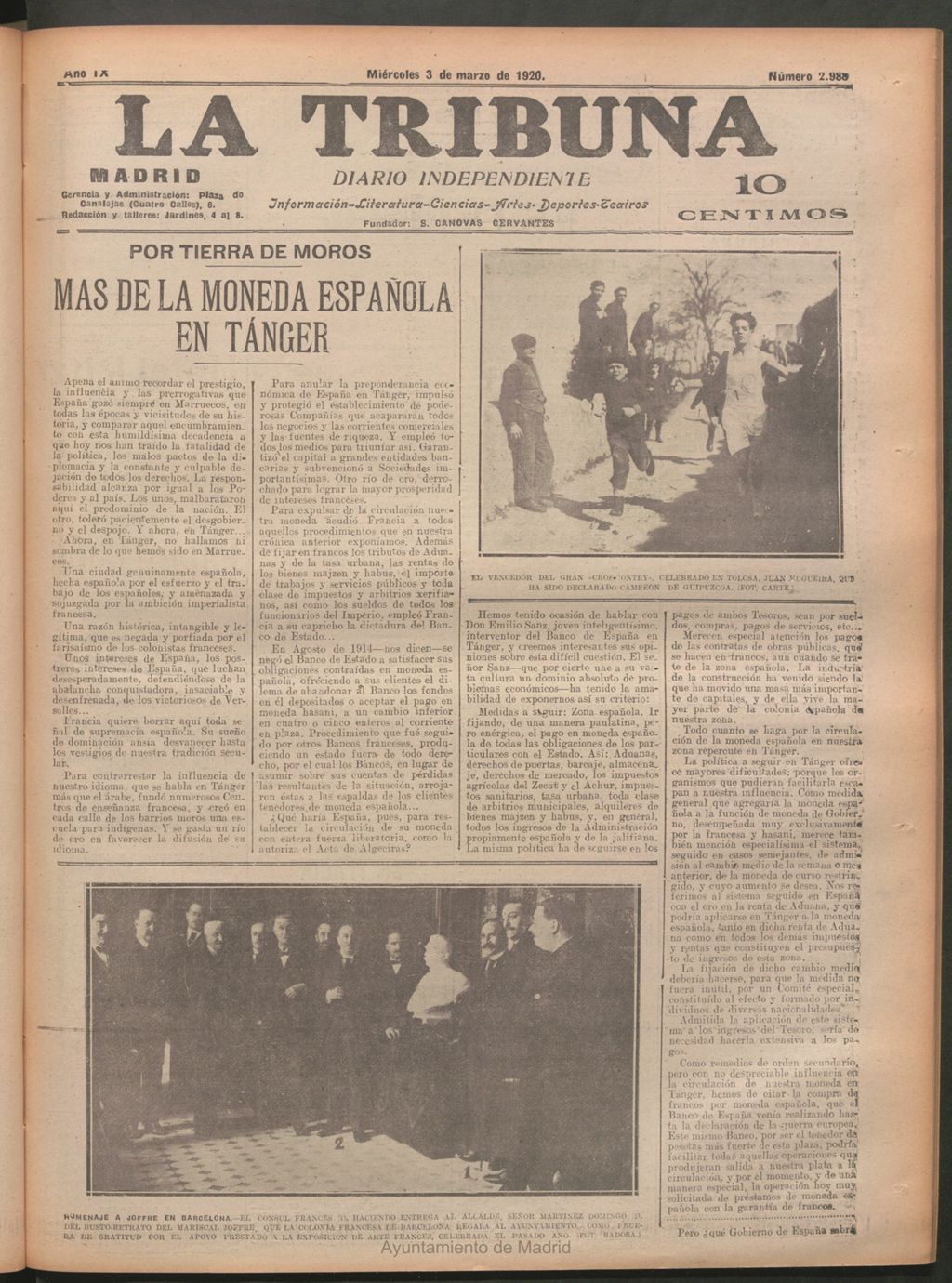 Miniatura de La Tribuna del 3 de marzo de 1920