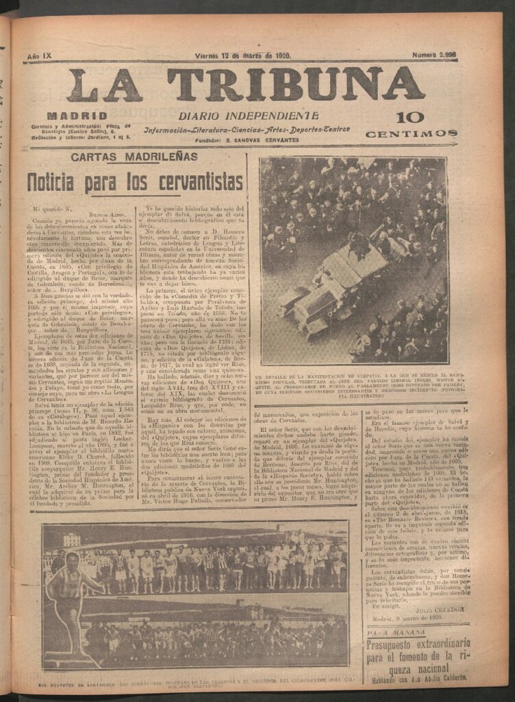 Miniatura de La Tribuna del 12 de marzo de 1920
