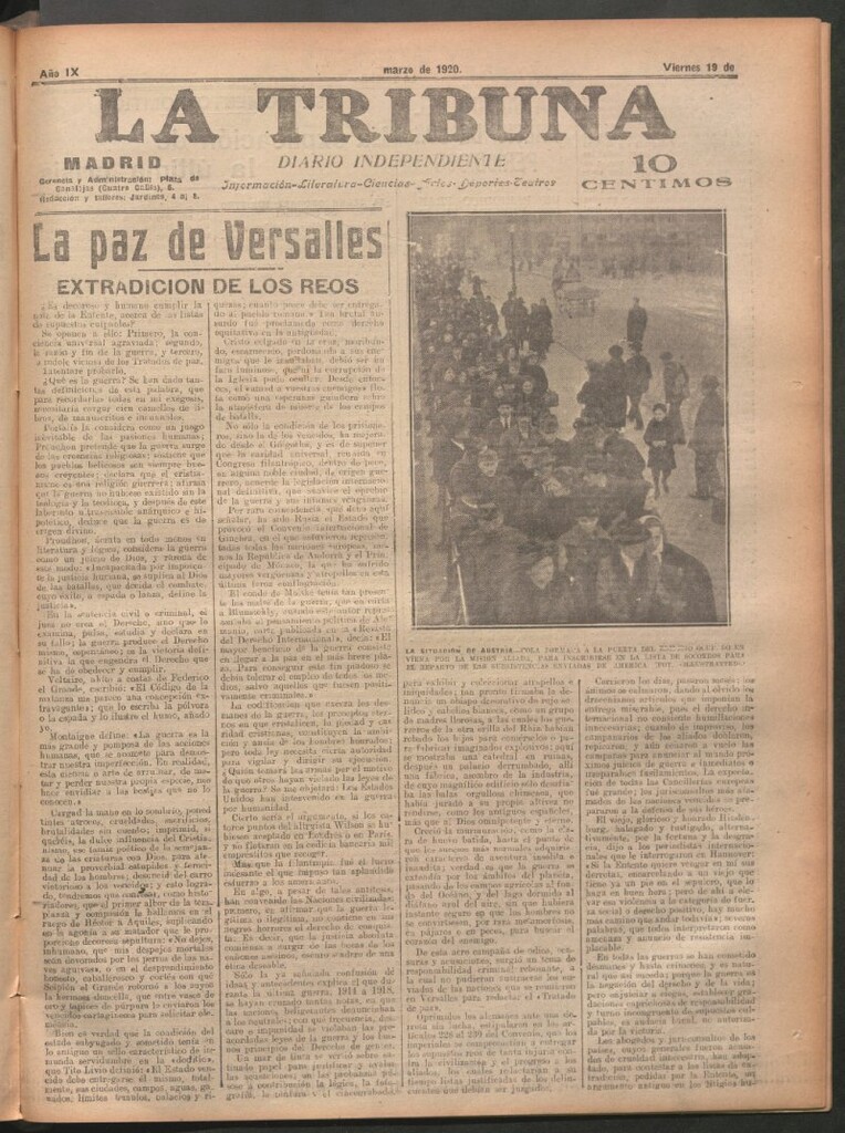 Miniatura de La Tribuna del 19 de marzo de 1920