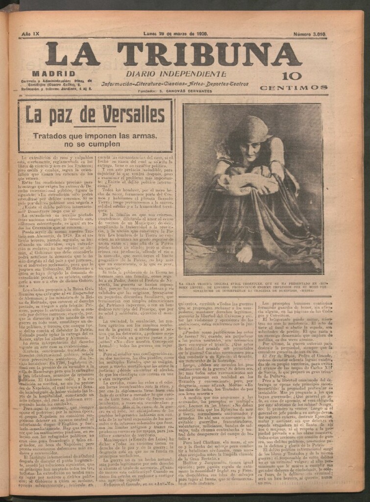 Miniatura de La Tribuna del 29 de marzo de 1920