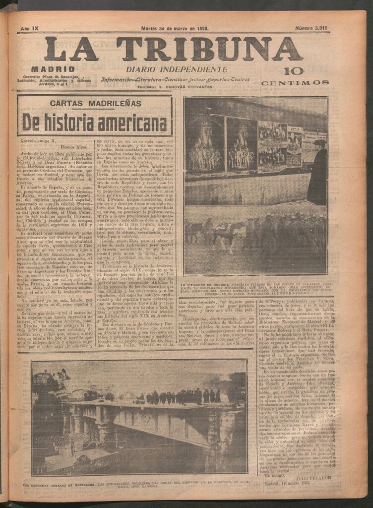 Miniatura de La Tribuna del 30 de marzo de 1920