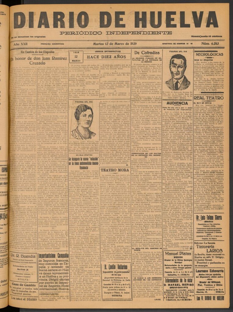 Miniatura de Diario de Huelva : periódico independiente del 12 de marzo de 1929