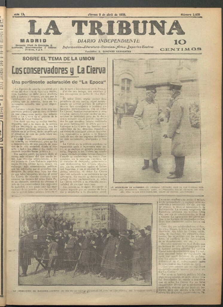 Miniatura de La Tribuna del 9 de abril de 1920