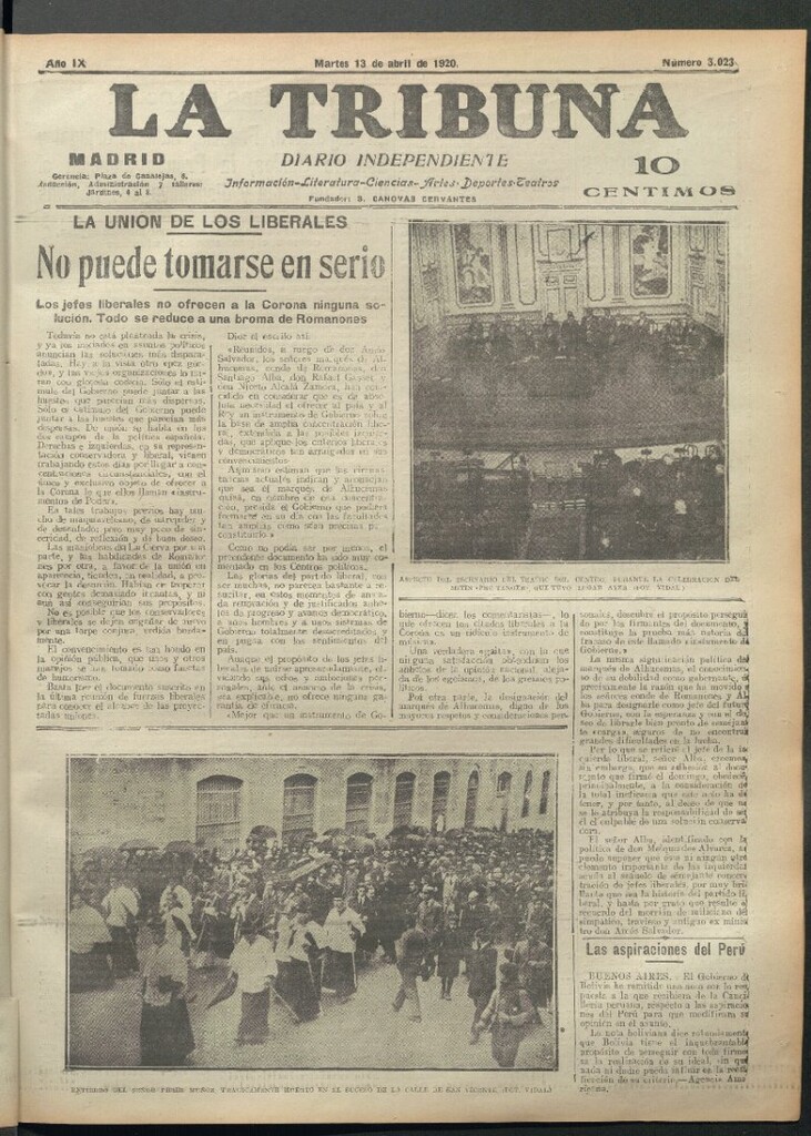 Miniatura de La Tribuna del 13 de abril de 1920