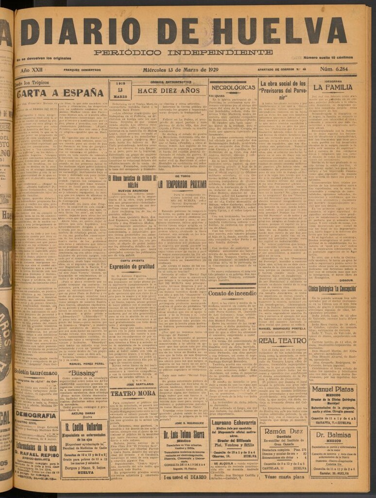 Miniatura de Diario de Huelva : periódico independiente del 13 de marzo de 1929