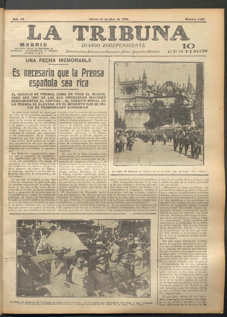 Miniatura de La Tribuna del 22 de abril de 1920
