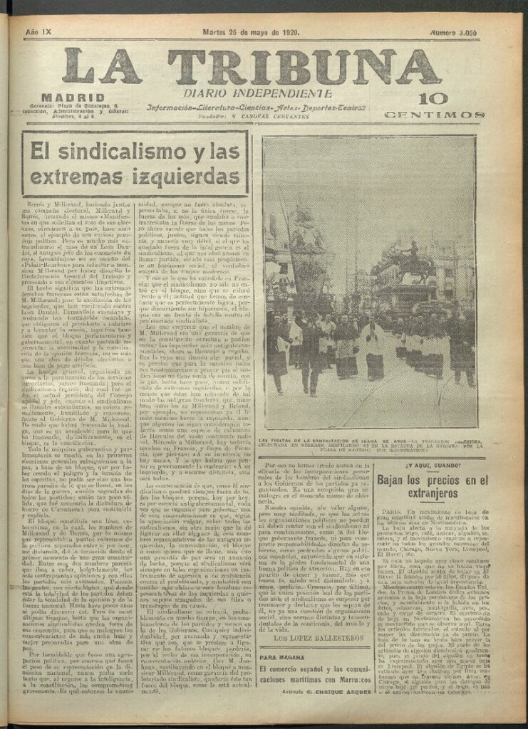 Miniatura de La Tribuna del 25 de mayo de 1920