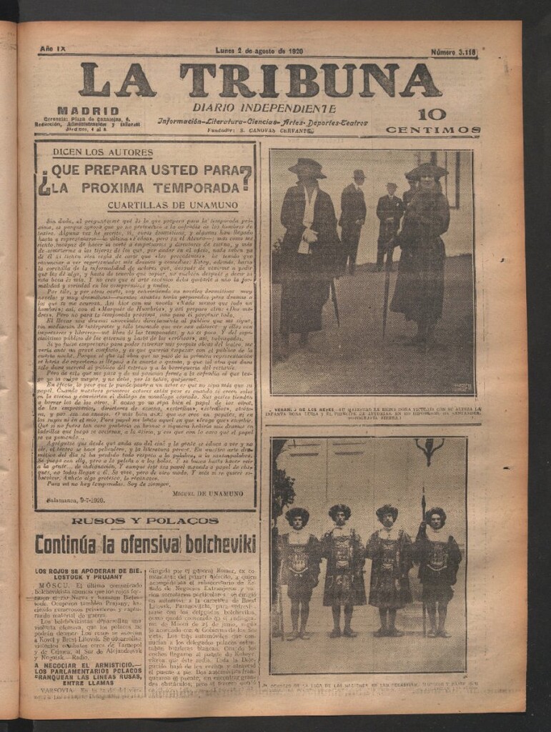 Miniatura de La Tribuna del 2 de agosto de 1920