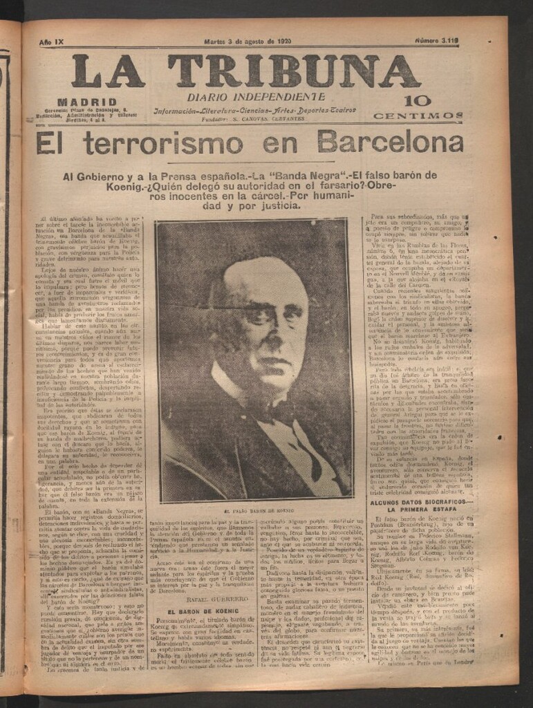 Miniatura de La Tribuna del 3 de agosto de 1920