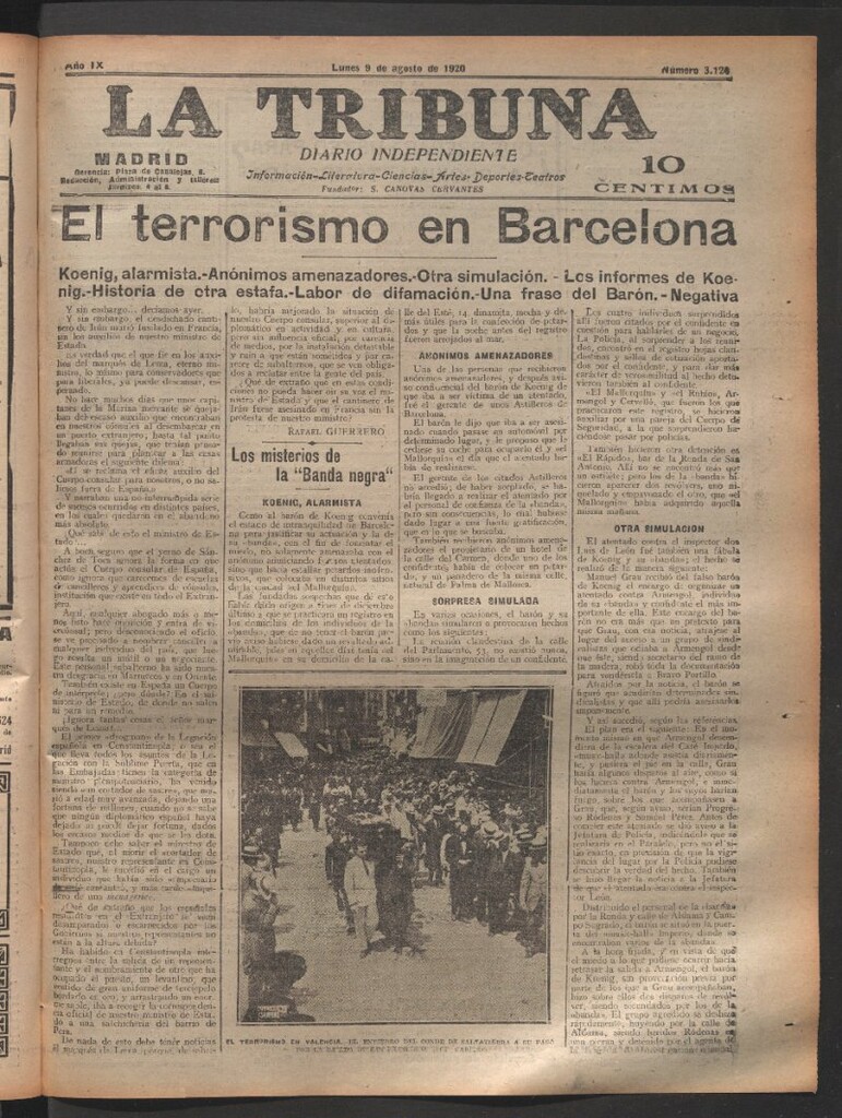 Miniatura de La Tribuna del 9 de agosto de 1920