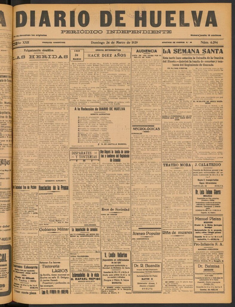 Miniatura de Diario de Huelva : periódico independiente del 24 de marzo de 1929