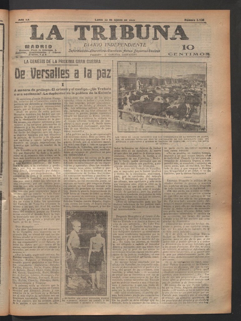 Miniatura de La Tribuna del 23 de agosto de 1920