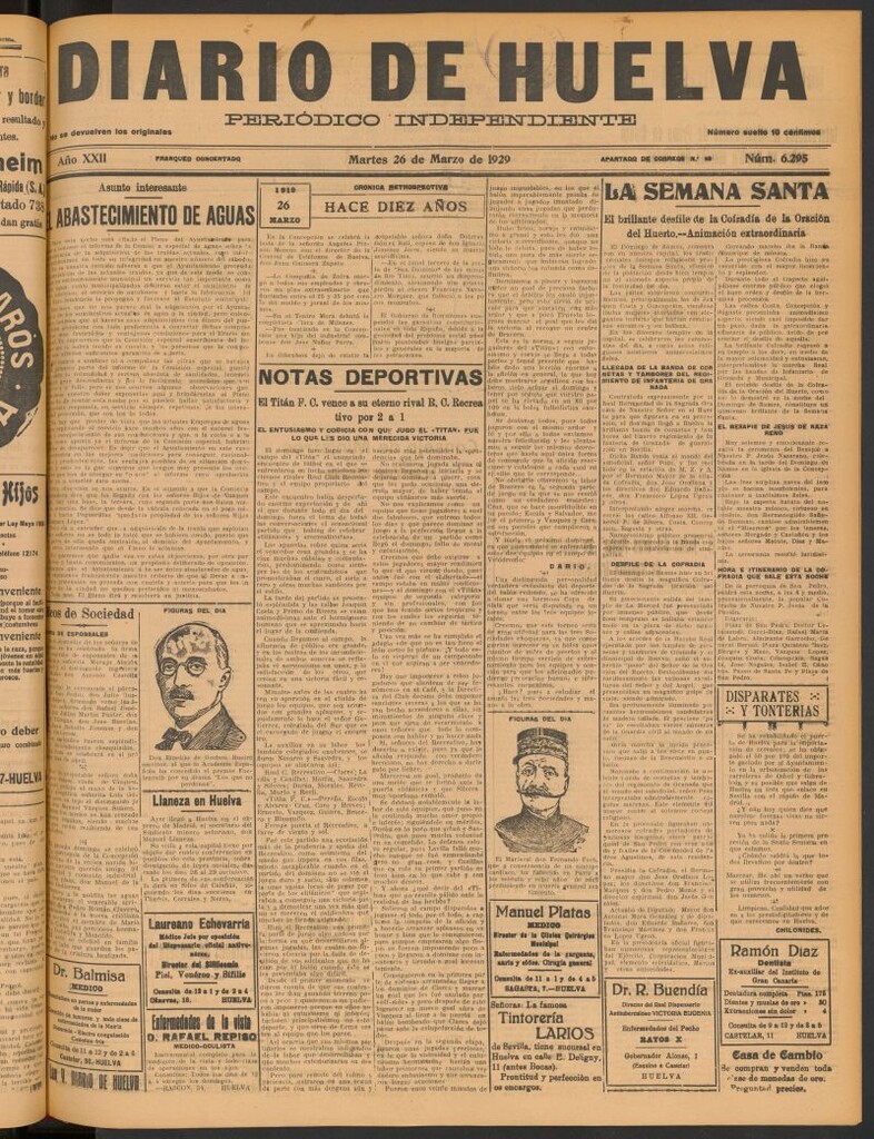 Miniatura de Diario de Huelva : periódico independiente del 26 de marzo de 1929
