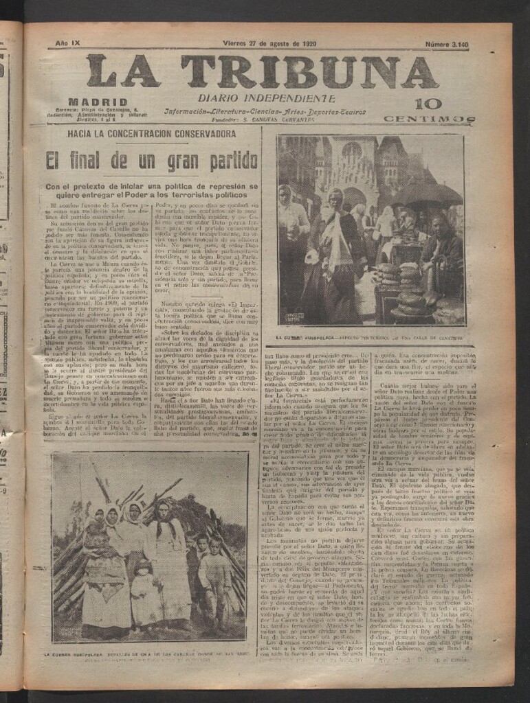 Miniatura de La Tribuna del 27 de agosto de 1920