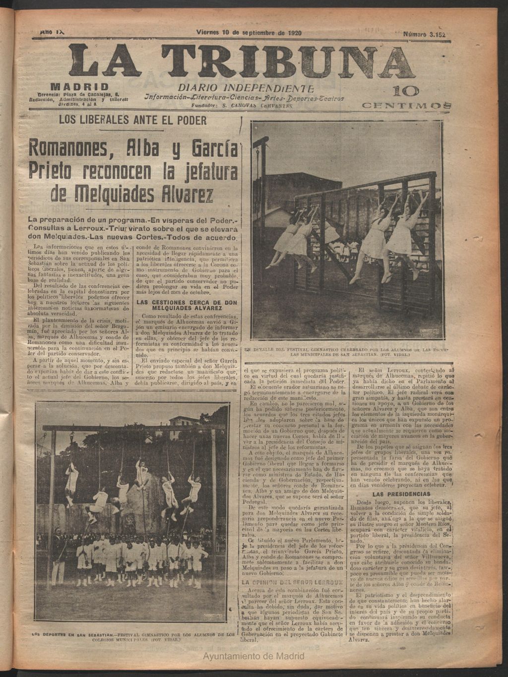 Miniatura de La Tribuna del 10 de septiembre de 1920
