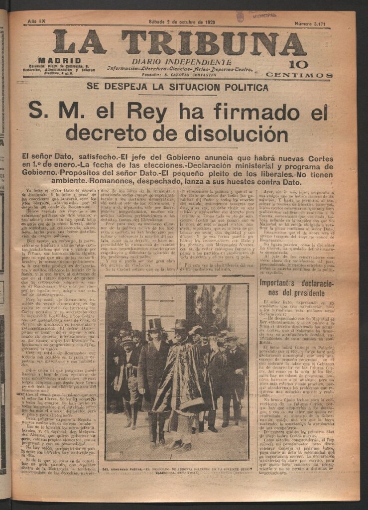Miniatura de La Tribuna del 2 de octubre de 1920