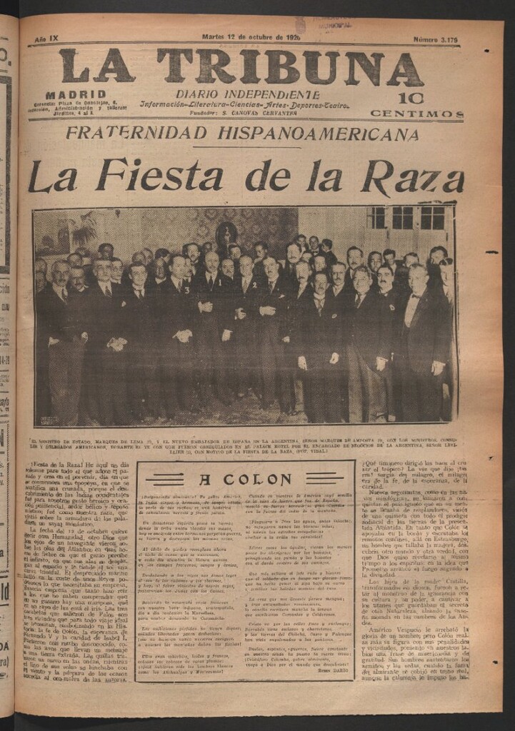 Miniatura de La Tribuna del 12 de octubre de 1920